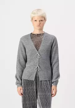 Кардиган PCANNA GLITTER BOW V-NECK CARDIGAN Pieces, серый
