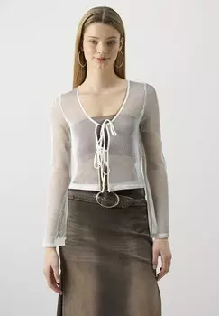 Кардиган PCSASHA VNECK TIE Pieces, белый