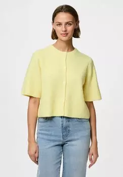 Кардиган PCSILLY O-NECK Pieces, светло-желтый