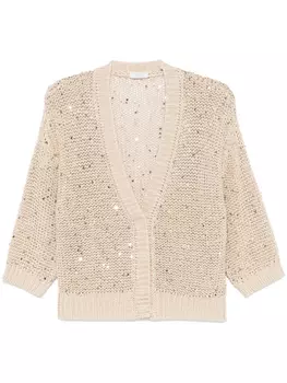 Кардиган Peserico, связанный крючком, нейтральный