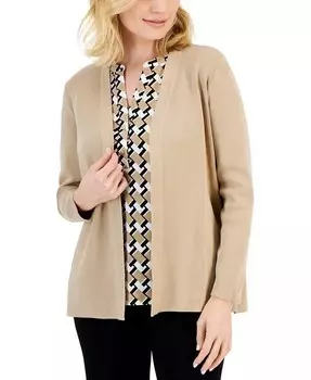 Кардиган Petite Newport с открытым передом AK Anne Klein, бежевый