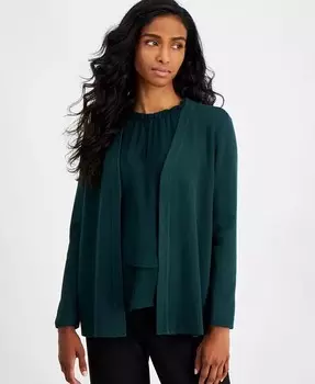Кардиган Petite Newport с открытым передом AK Anne Klein, зеленый