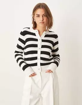 Кардиган Pimkie – с черно-белыми полосками и планкой на пуговицах