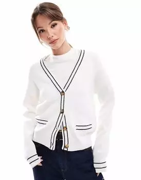 Кардиган Pimkie с контрастной отделкой на карманах белого цвета