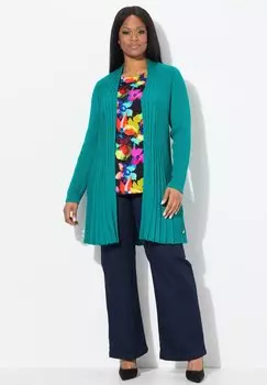 Кардиган PLEATED LONGLINE OPEN SHAPE Ulla Popken, сине-зеленый