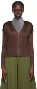 Кардиган Pleats Please Issey Miyake в коричневых цветах месяца, сентябрь