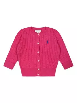 Кардиган POLO RALPH LAUREN KIDS с косичной вязкой, розовый