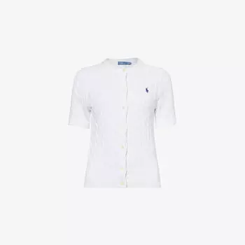 Кардиган Polo Ralph Lauren с короткими рукавами и узором, белый