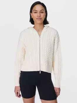 Кардиган послесвечивающей кабельной вязки Sweaty Betty, цвет Studio White