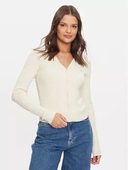 Кардиган приталенного кроя Tommy Jeans, коричневый