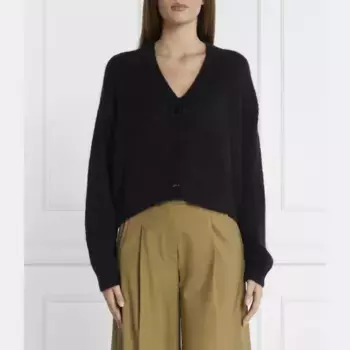 Кардиган прямого кроя из шерсти прямого кроя Max Mara, черный