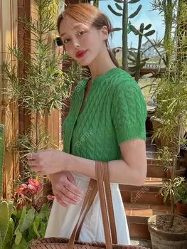 Кардиган, пуговицы спереди. схема вязания кос Dazy, зеленый