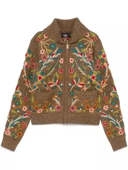Кардиган Ralph Lauren RRL с цветочной вышивкой, коричневый