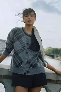 Кардиган RD Style в клетку, темно-серый