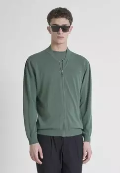 Кардиган REGULAR FIT IN SOFT WITH FOAM LOGO PRINT Antony Morato, зеленый