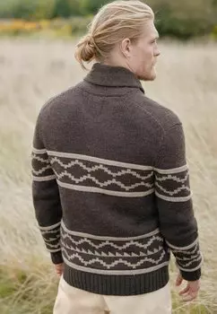 Кардиган REGULAR FIT PATTERN SHAWL ZIP THROUGH Next, коричневый