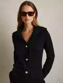 Кардиган Reiss Wool and Cashmere, черный