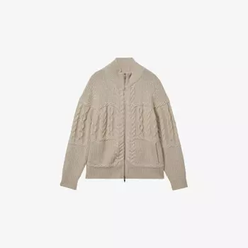 Кардиган Reiss x 100 ciels austin из смеси шерсти и кашемира с косами Reiss, серый