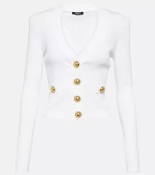 Кардиган рельефной вязки Balmain, белый