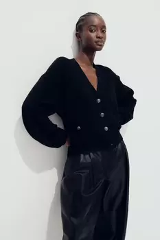 Кардиган рельефной вязки H&M, черный