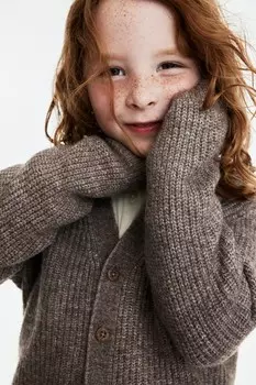 Кардиган рельефной вязки H&M, коричневый
