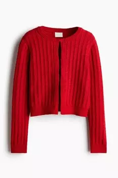 Кардиган рельефной вязки H&M, красный