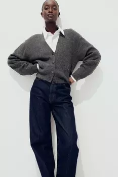 Кардиган рельефной вязки H&M, серый