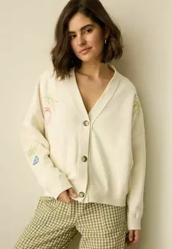 Кардиган RELAXED FIT BUTTON DOWN EMBROIDERED Next, бежевый
