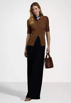 Кардиган RIB KNIT ELBOW SLEEVE POLO CARDIGAN Ralph Lauren, коньяк