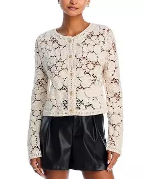 Кардиган "Rohini" вязаный крючком AQUA, коричневый/бежевый