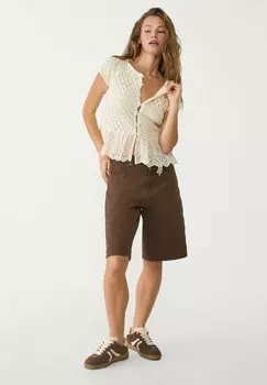 Кардиган RUFFLED WITH BUTTONS Stradivarius, цвет Mottled Beige