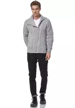Кардиган Rusty Neal с асимметричной молнией, серый
