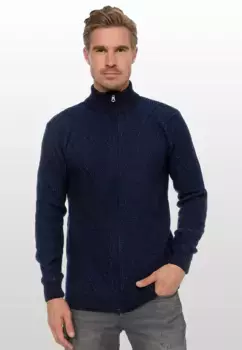 Кардиган Rusty Neal с воротником стойкой и молнией во всю длину, синий