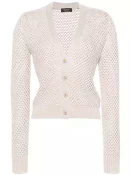 Кардиган рыхлой вязки с V-образным вырезом Fabiana Filippi, нейтральный