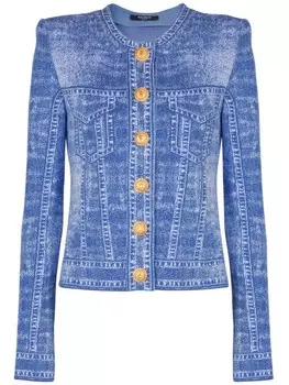 Кардиган с эффектом денима Balmain, синий