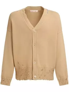 Кардиган с эффектом потертости Marni, нейтральный цвет