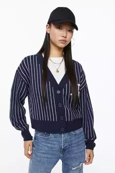 Кардиган с аппликацией H&M, темно-синий/нью-йорк