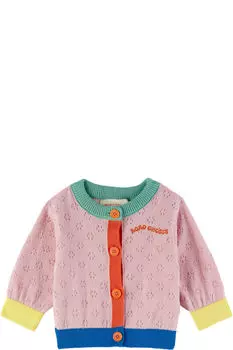 Кардиган с ажурной отделкой в стиле нежно-розового цветового блока Bobo Choses