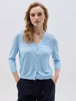 Кардиган с ажурным геометрическим переплетением Hybrid, цвет azure