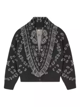 Кардиган с бахромой и жаккардовым узором пейсли Alanui, серый