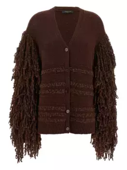Кардиган с бахромой из букле Fabiana Filippi, коричневый