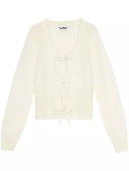 Кардиган с бантами GANNI, нейтральный цвет