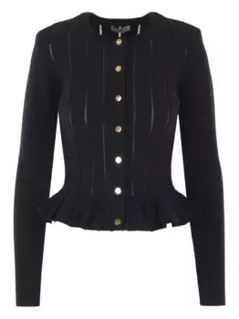 Кардиган с баской в рубчик Elisabetta Franchi, черный