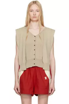 Кардиган с бежевыми рукавами и многослойным рисунком OPEN YY