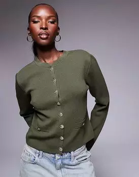 Кардиган с чистыми пуговицами цвета хаки River Island