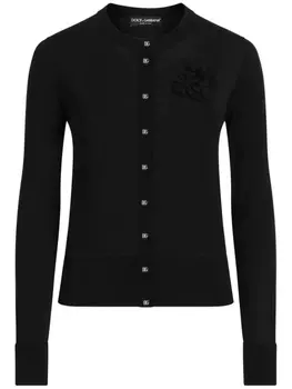 Кардиган с цветочной аппликацией Dolce & Gabbana, черный