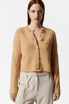 Кардиган с цветочной аппликацией & Other Stories, бежевый