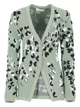 Кардиган с цветочным узором Lanvin, зеленый