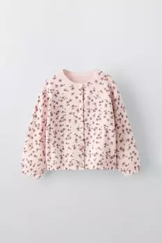 Кардиган с цветочным вязанием ZARA, розовый