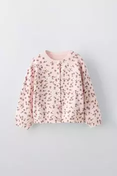 Кардиган с цветочным вязанием ZARA, розовый